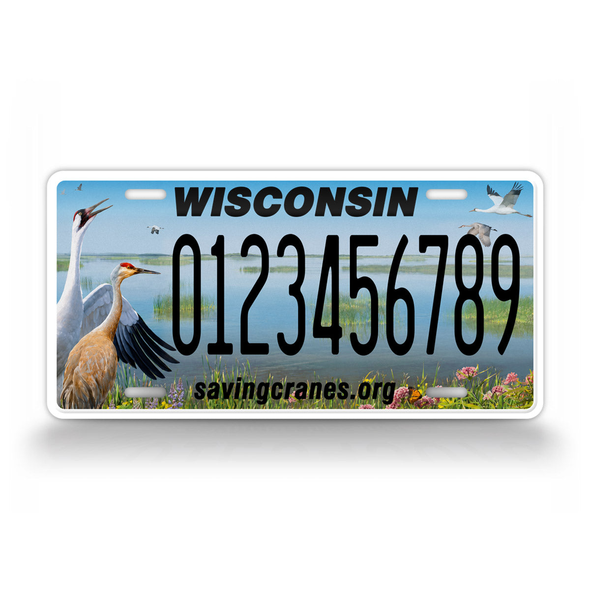 Wisconsin Saving Cranes State Custom License Plate