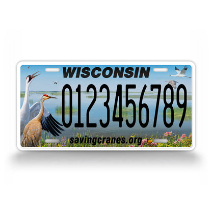 Wisconsin Saving Cranes State Custom License Plate