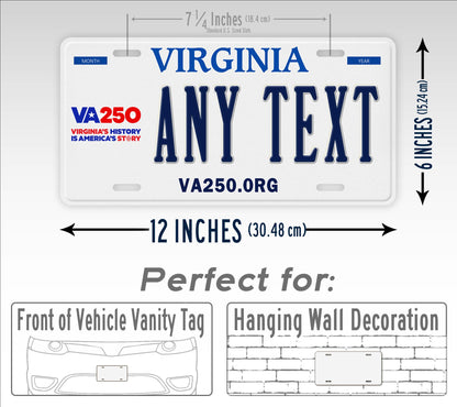 Personalized Virginia America 250 License Plate