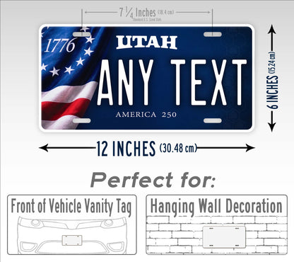 Personalized Utah America 250 License Plate