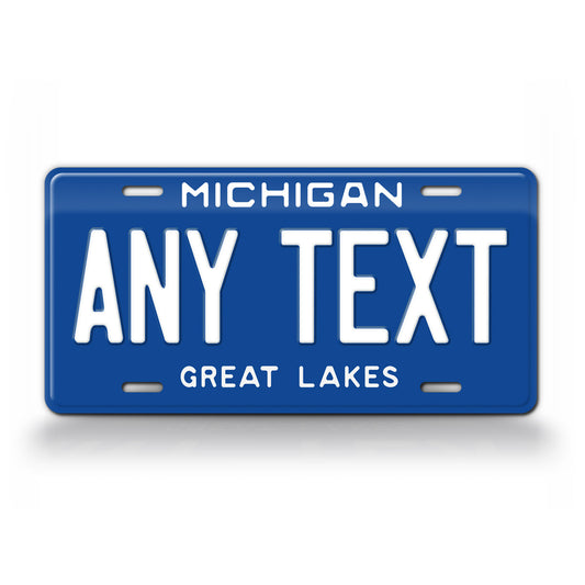 Michigan Retro Blue Great Lakes State License Plate