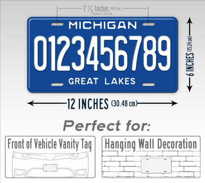 Michigan Retro Blue Great Lakes State License Plate