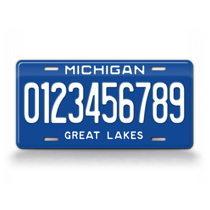 Michigan Retro Blue Great Lakes State License Plate