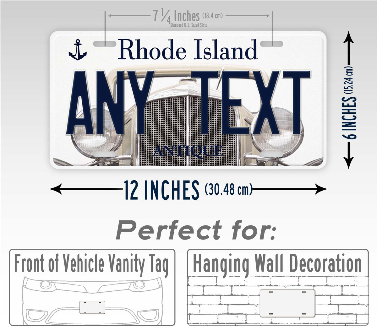 Custom Rhode Island "Antique Car" License Plate