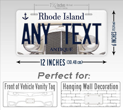 Custom Rhode Island "Antique Car" License Plate