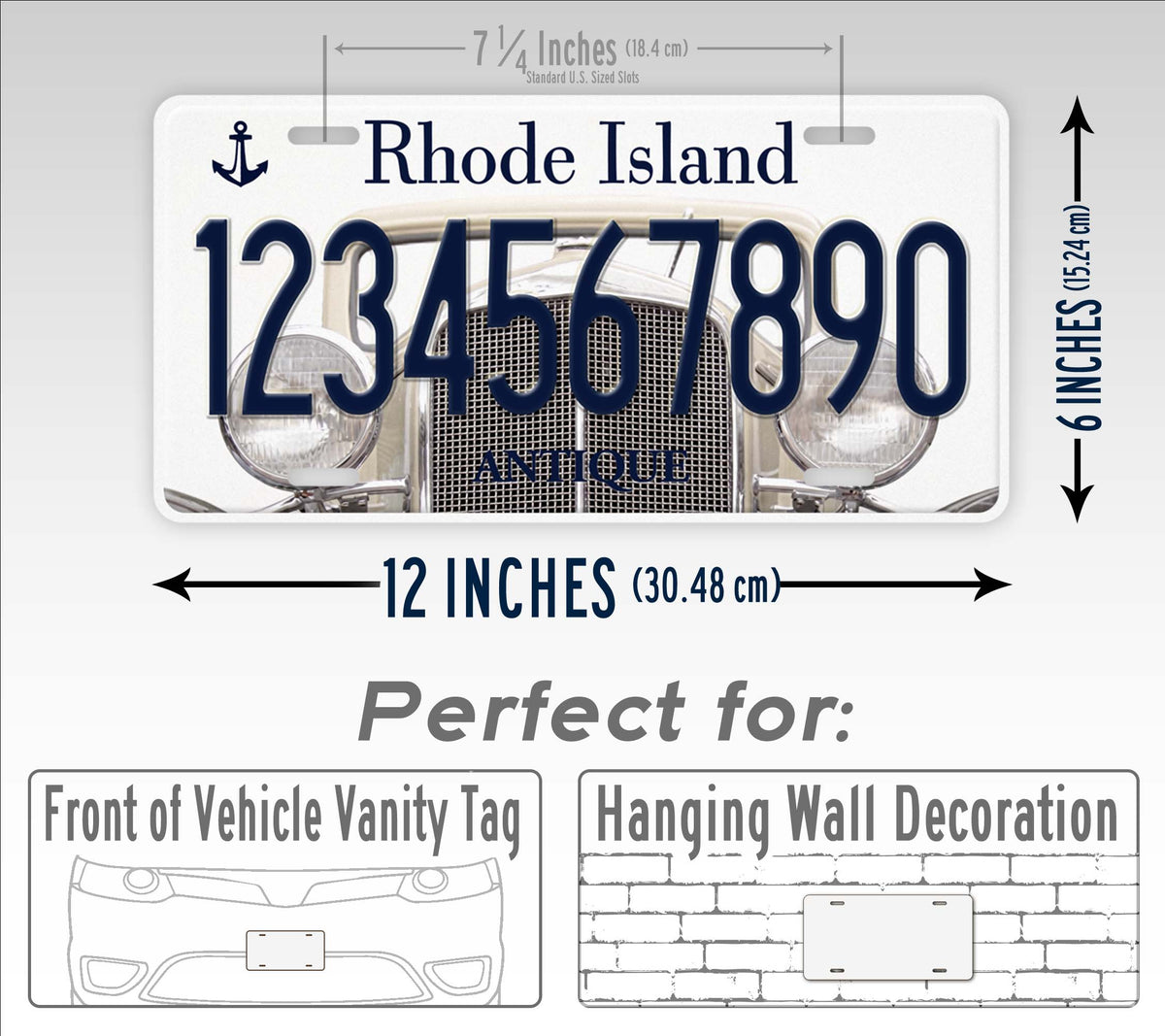 Custom Rhode Island "Antique Car" License Plate