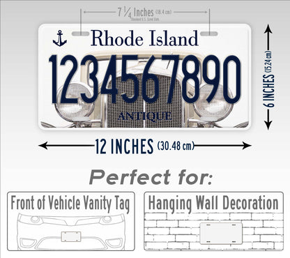 Custom Rhode Island "Antique Car" License Plate