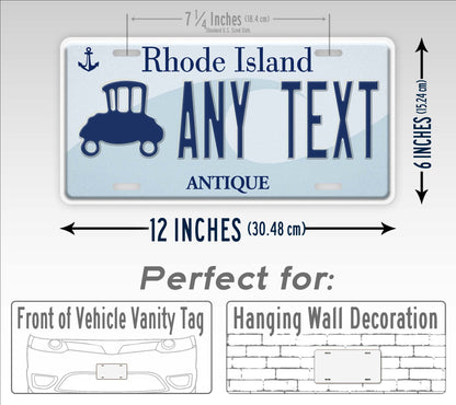 Custom Rhode Island "Antique Coupe Wave" License Plate