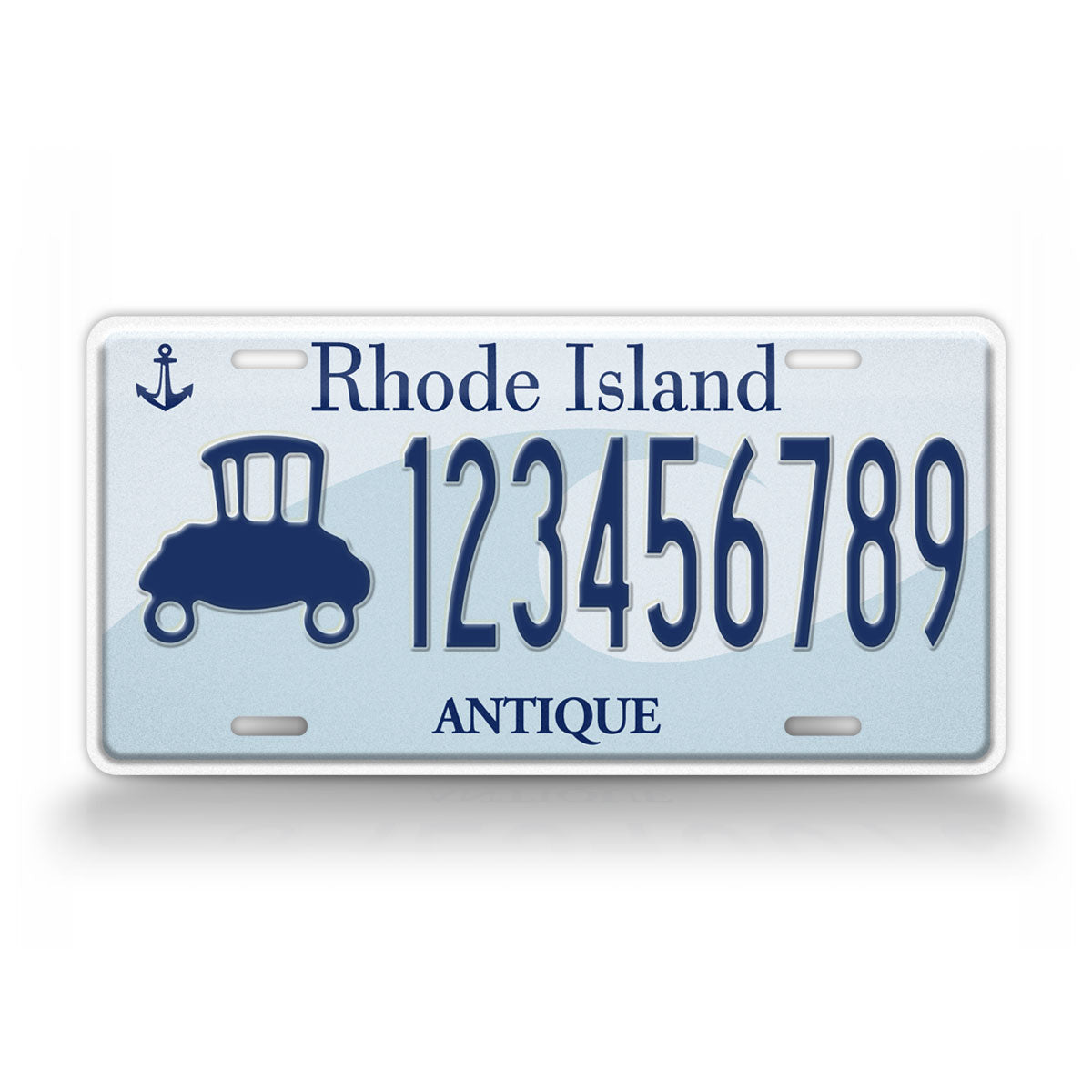 Custom Rhode Island "Antique Coupe Wave" License Plate