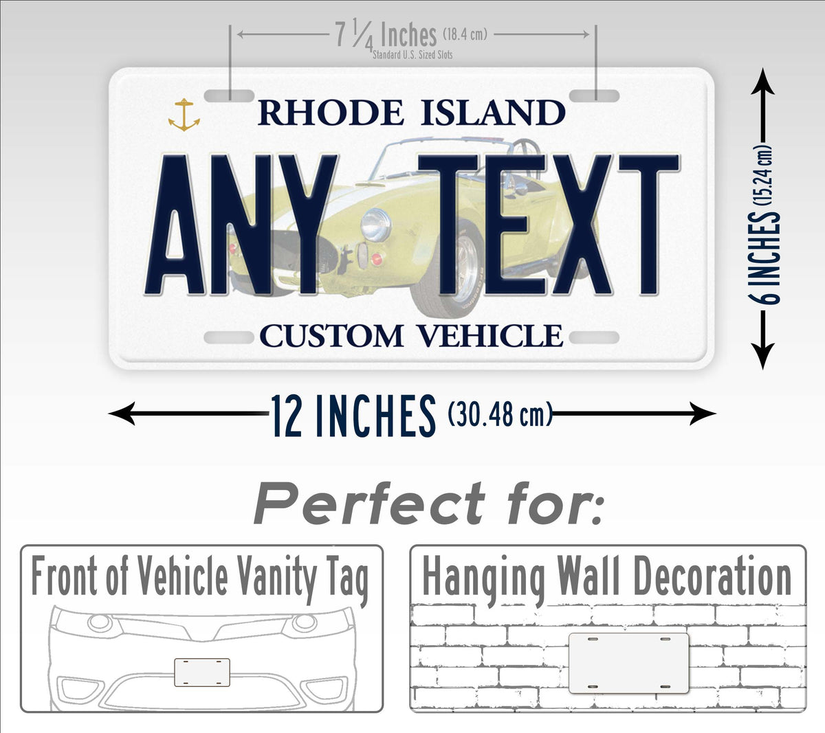 Custom Rhode Island "Custom Vehicle" License Plate