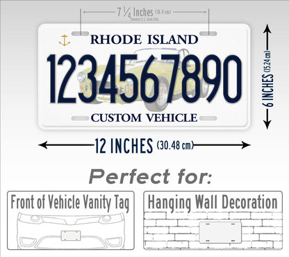 Custom Rhode Island "Custom Vehicle" License Plate