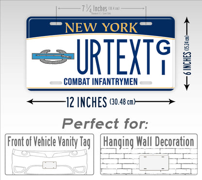 New York Combat Infantryman Custom License Plate