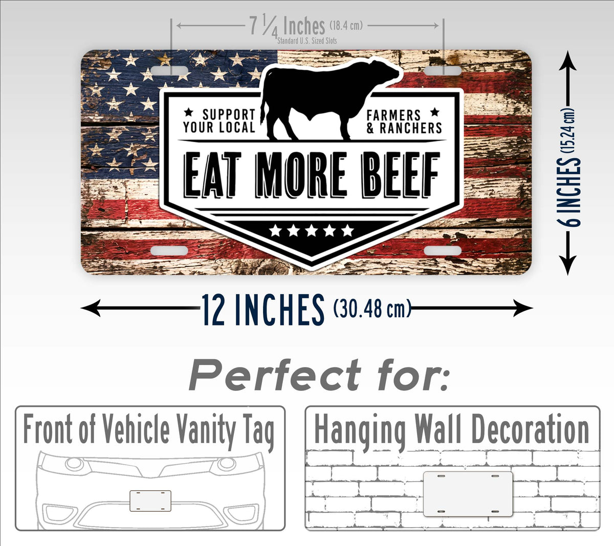 Eat More Beef American Flag License Plate