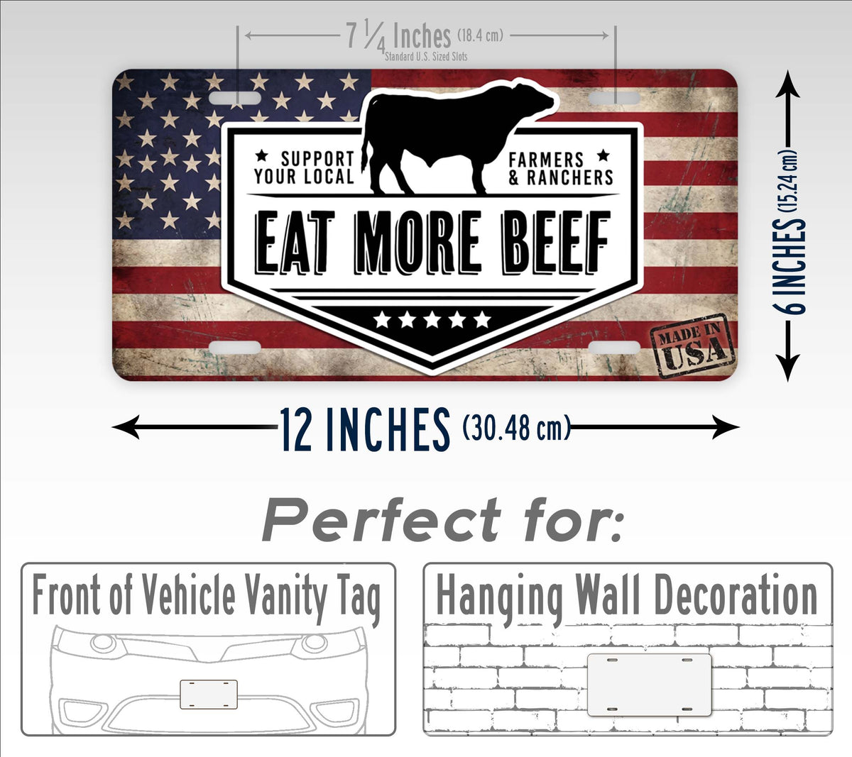 Eat More Beef American Flag License Plate