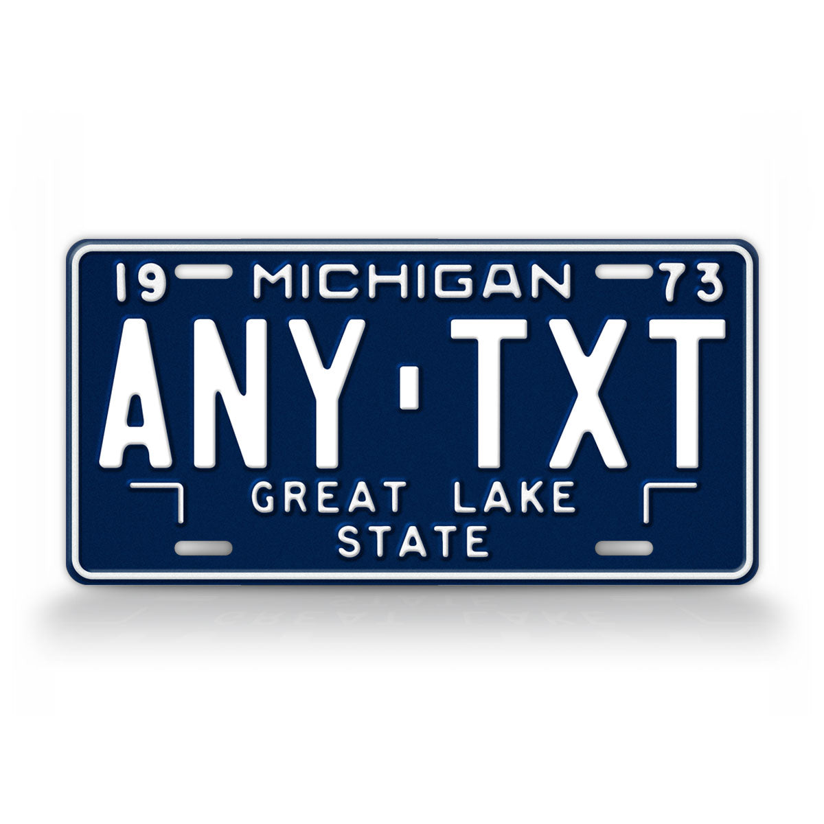 Michigan 1973 Vintage Blue State License Plate