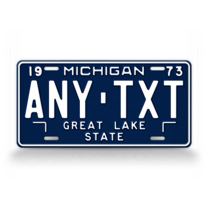 Michigan 1973 Vintage Blue State License Plate