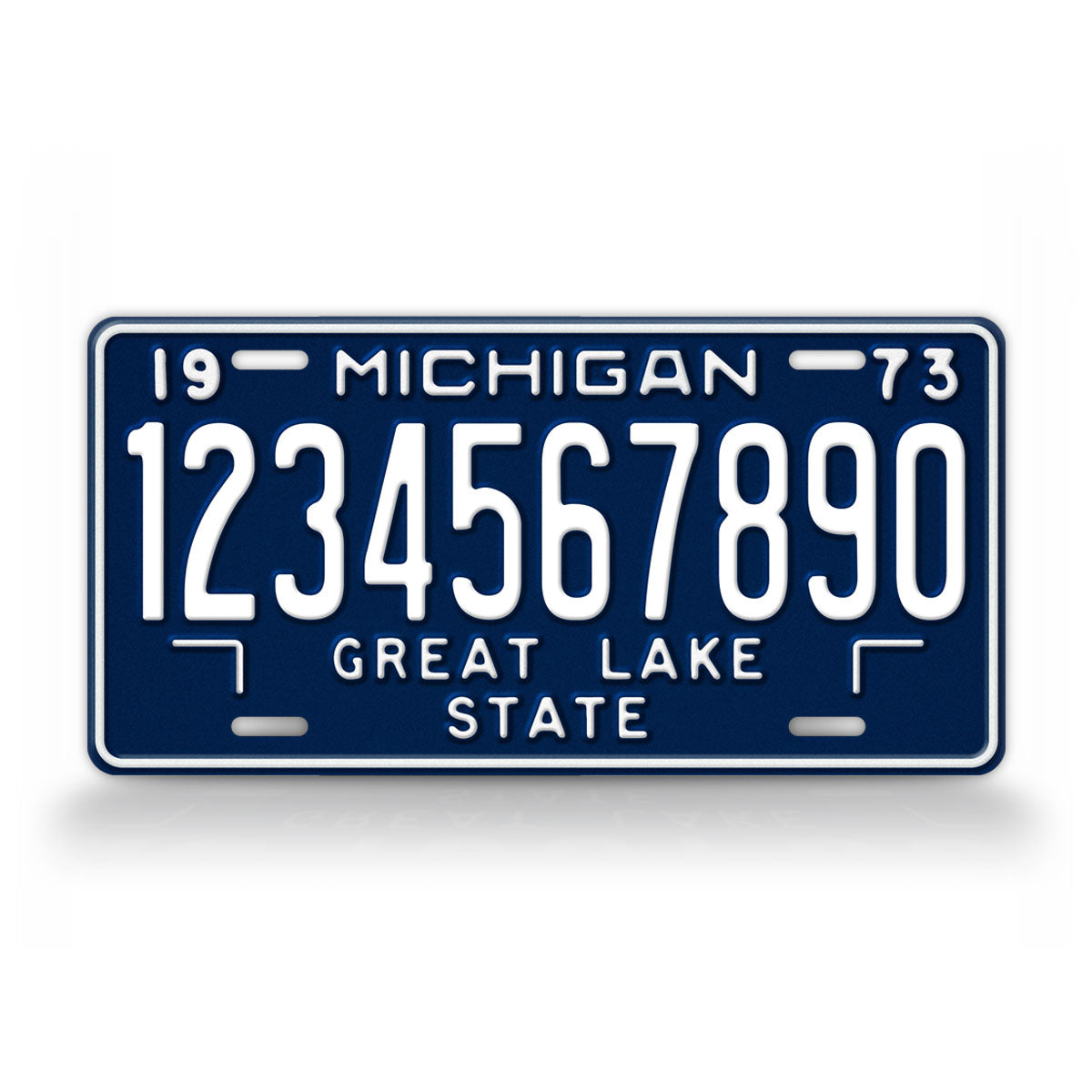 Michigan 1973 Vintage Blue State License Plate