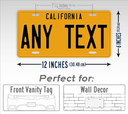 Personalized California 1950s 1960s 1970s Replica CA License Plate