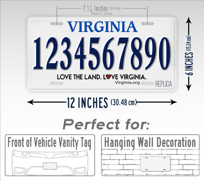 Personalized Virginia State Custom License Plate