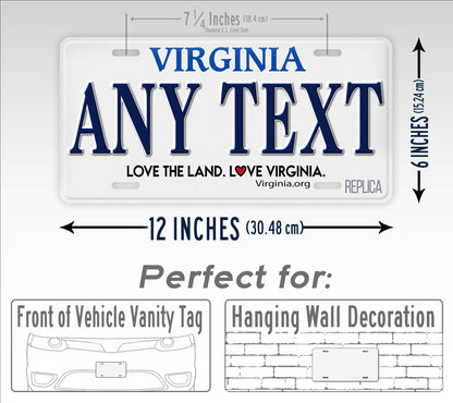 Personalized Virginia State Custom License Plate