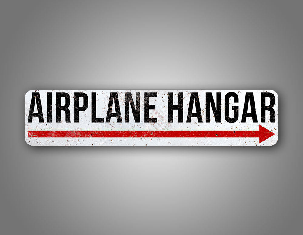 Airplane Hangar Arrow Sign