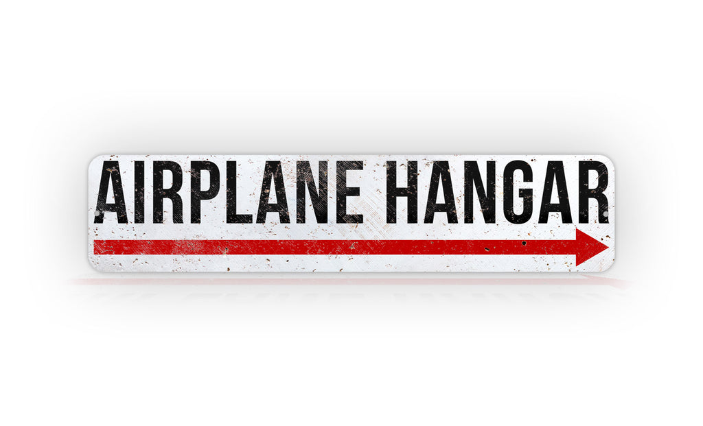 Airplane Hangar Arrow Sign