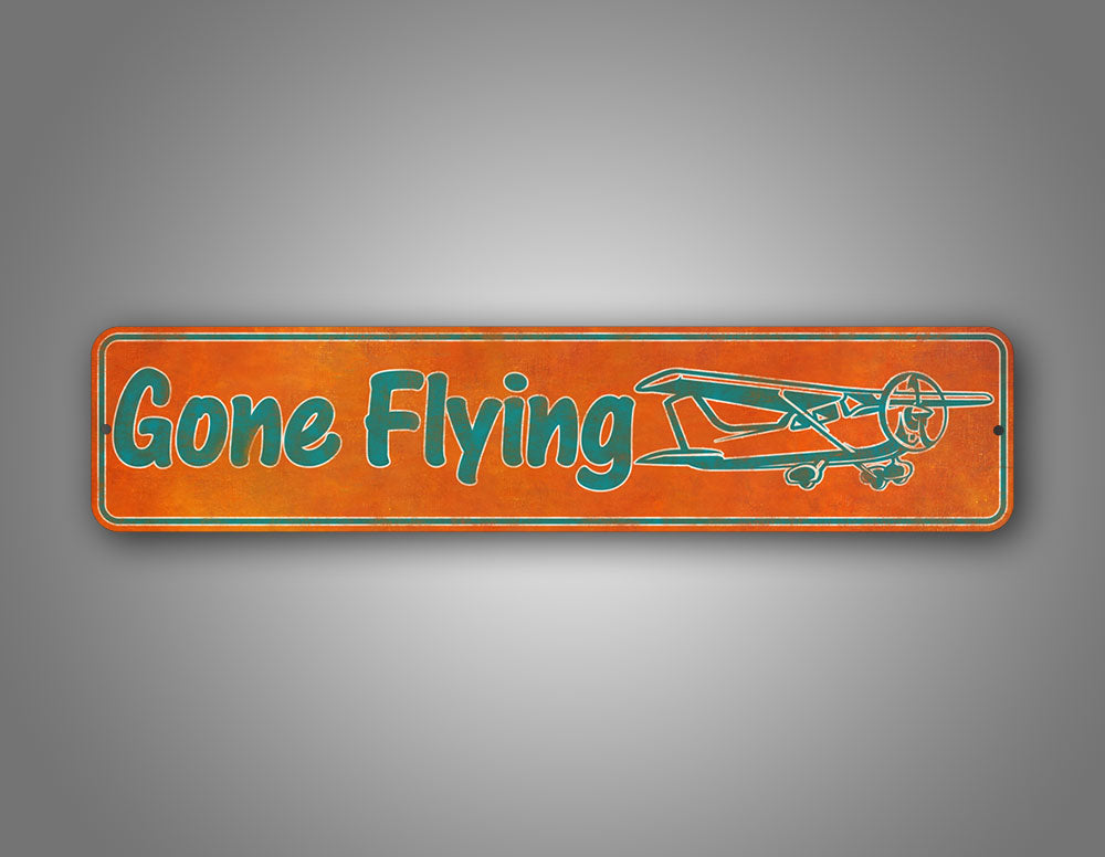 Gone Flying Retro Style Sign