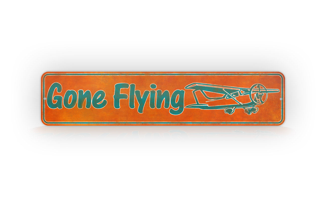 Gone Flying Retro Style Sign