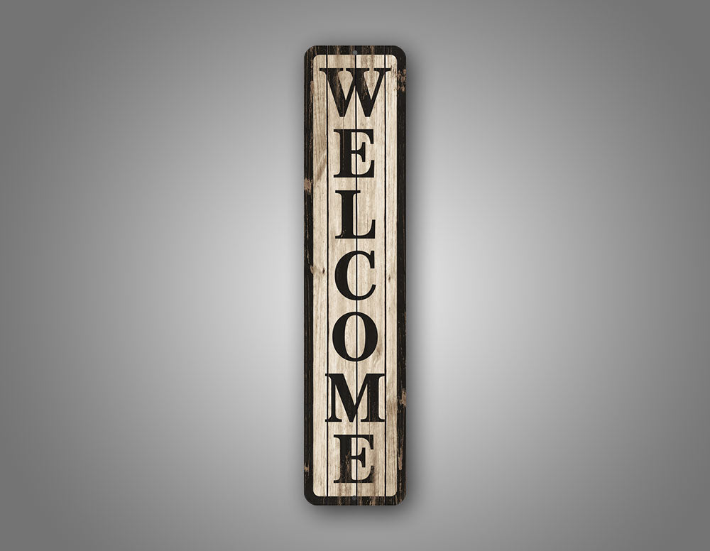 Weatherd Wood Effect Welcome Sign