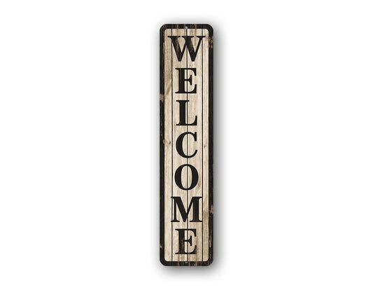 Weatherd Wood Effect Welcome Sign