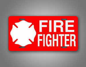 Novelty Red and white Fire Fighter 6x12 License Plate