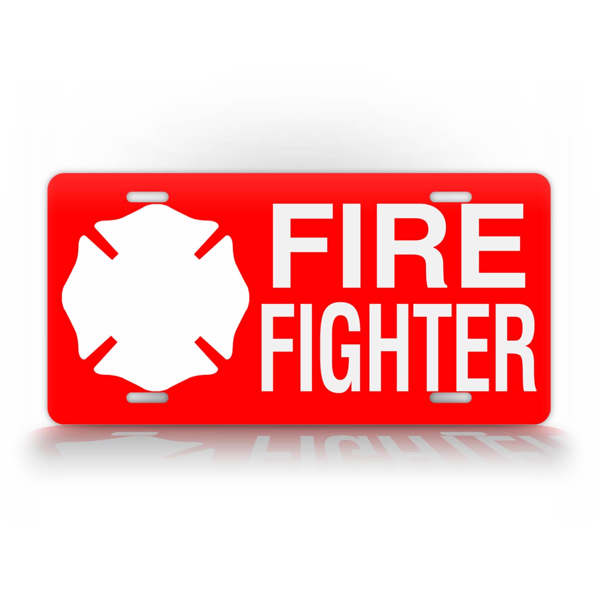 Novelty Red and white Fire Fighter 6x12 License Plate