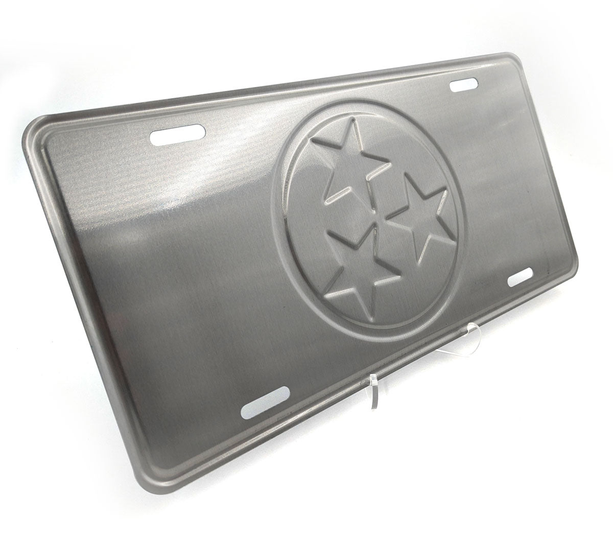 Tennessee Tri-Star Flag Black And Silver Silhouette License Plate