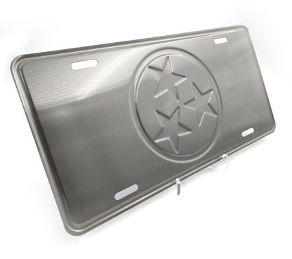Tennessee Tri-Star Flag Black And Silver Silhouette License Plate