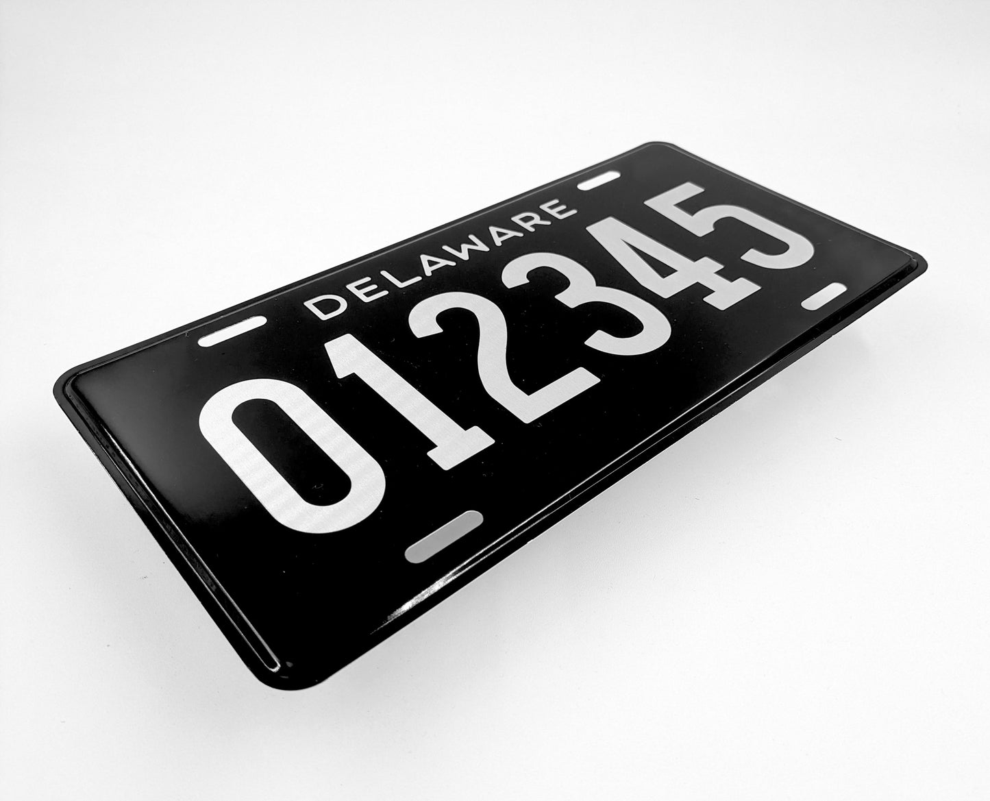 Custom "Stainless" Black Delaware Novelty License Plate