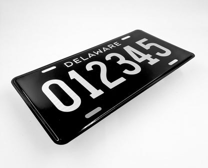 Custom "Stainless" Black Delaware Novelty License Plate
