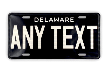Custom "Stainless" Black Delaware Novelty License Plate