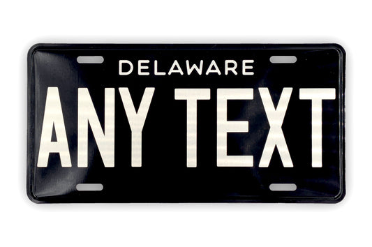 Custom "Stainless" Black Delaware Novelty License Plate