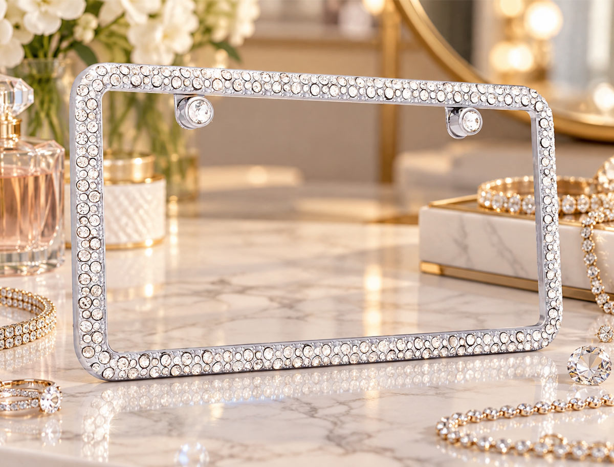 Rhinestone Diamonds Premium License Plate Frame