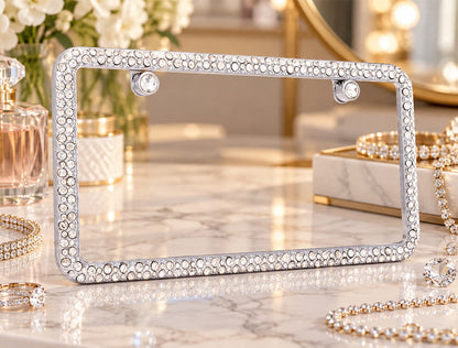 Rhinestone Diamonds Premium License Plate Frame