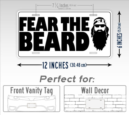 Fear The Beard Funny Redneck License Plate