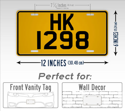 Personalized U.S. Sized Replica Hong Kong License Plate