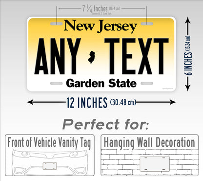 Personalized New Jersey Custom License Plate