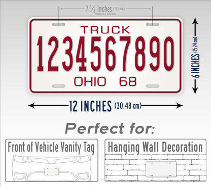 Vintage 1968 Ohio State Custom License Plate