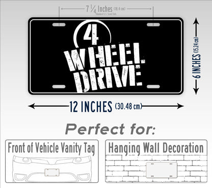 4 Wheel Drive License Plate 4x4 Truck Auto Tag