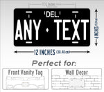 Personalized Delaware Black Reproduction License Plate