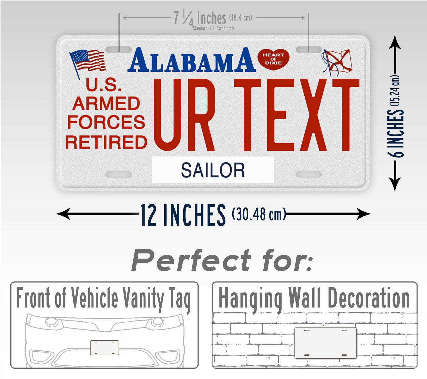 Novelty Alabama US Armed Forces Retired Custom 6x12 License Plate