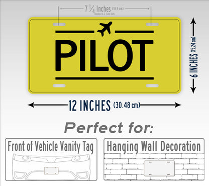 Yellow Pilot Novelty License Plate