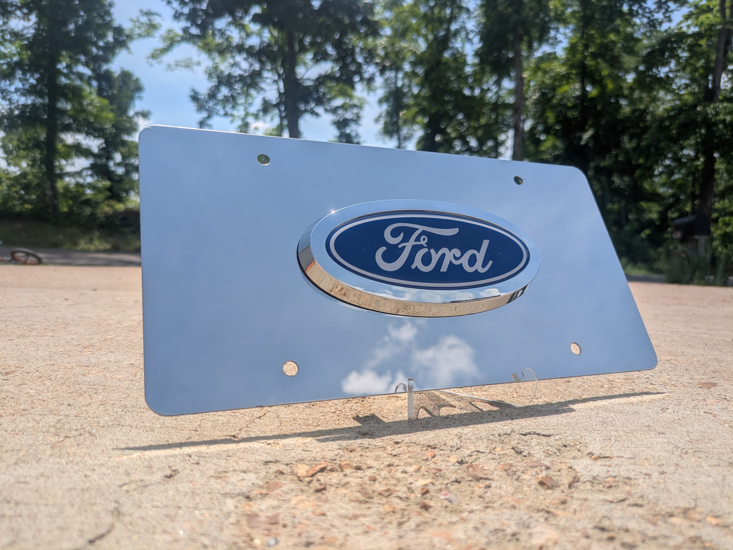Ford Logo Chrome & Black License Plate