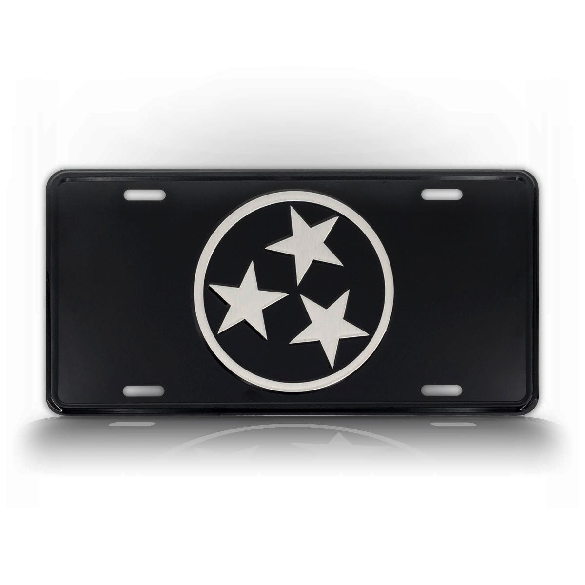 Tennessee Tri-Star Flag Black And Silver Silhouette License Plate